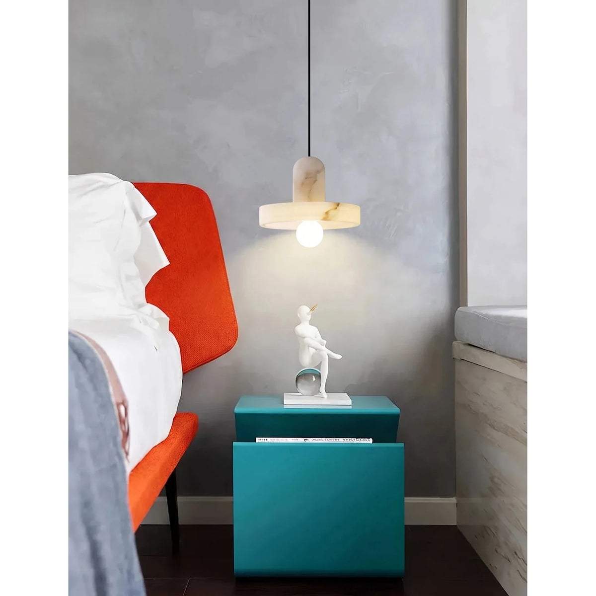 Saturn Alabaster Ring Pendant Light by AUVIELIGHT