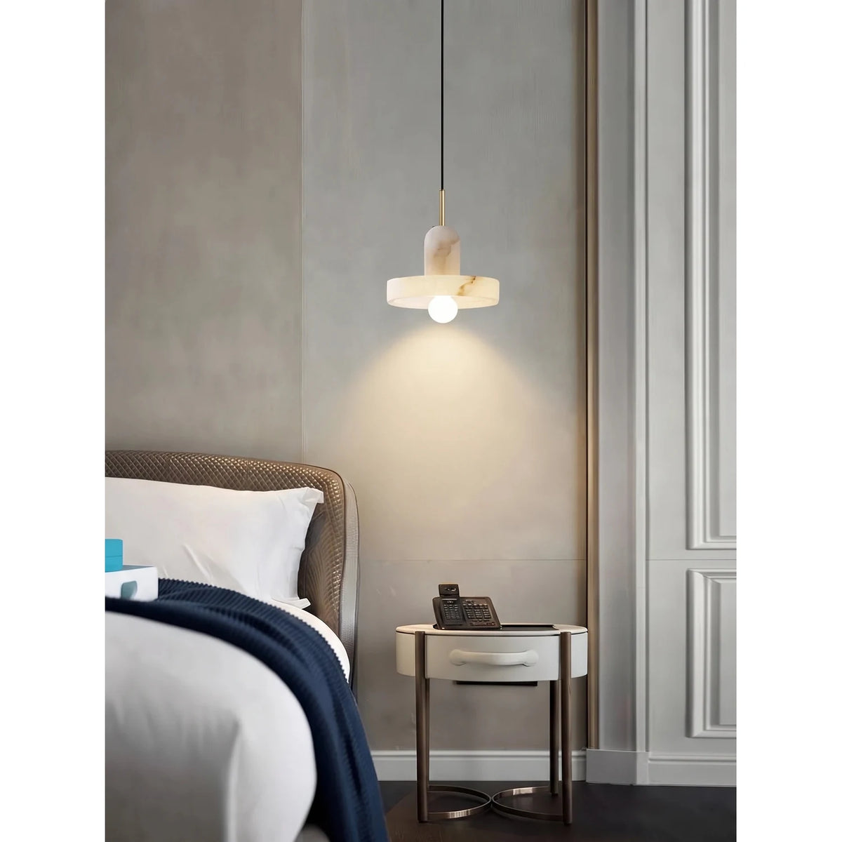 Saturn Alabaster Ring Pendant Light by AUVIELIGHT