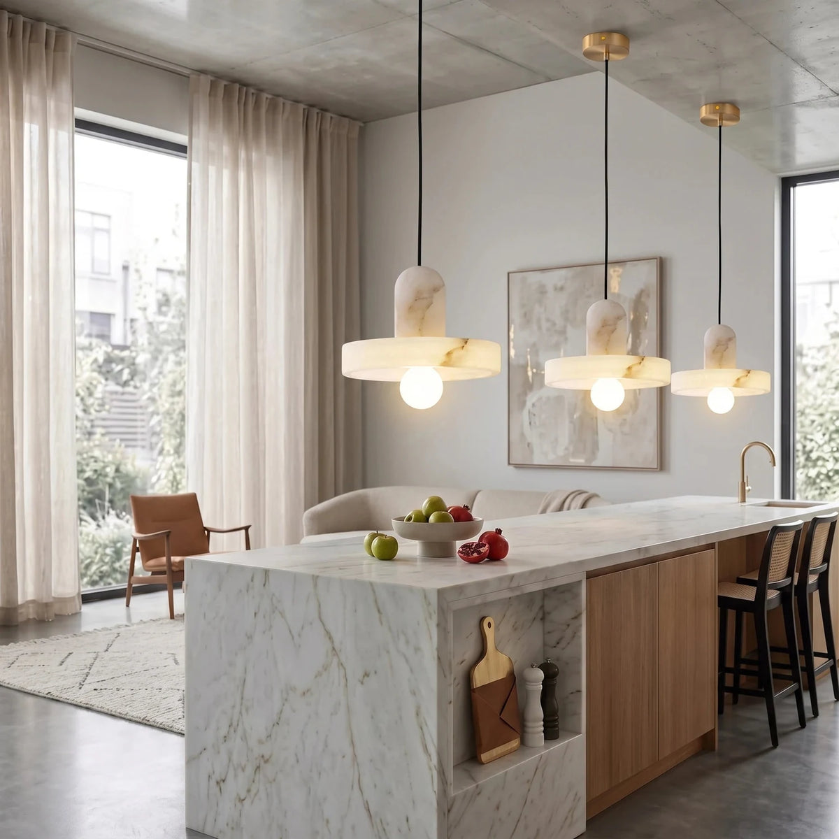 Saturn Alabaster Ring Pendant Light by AUVIELIGHT
