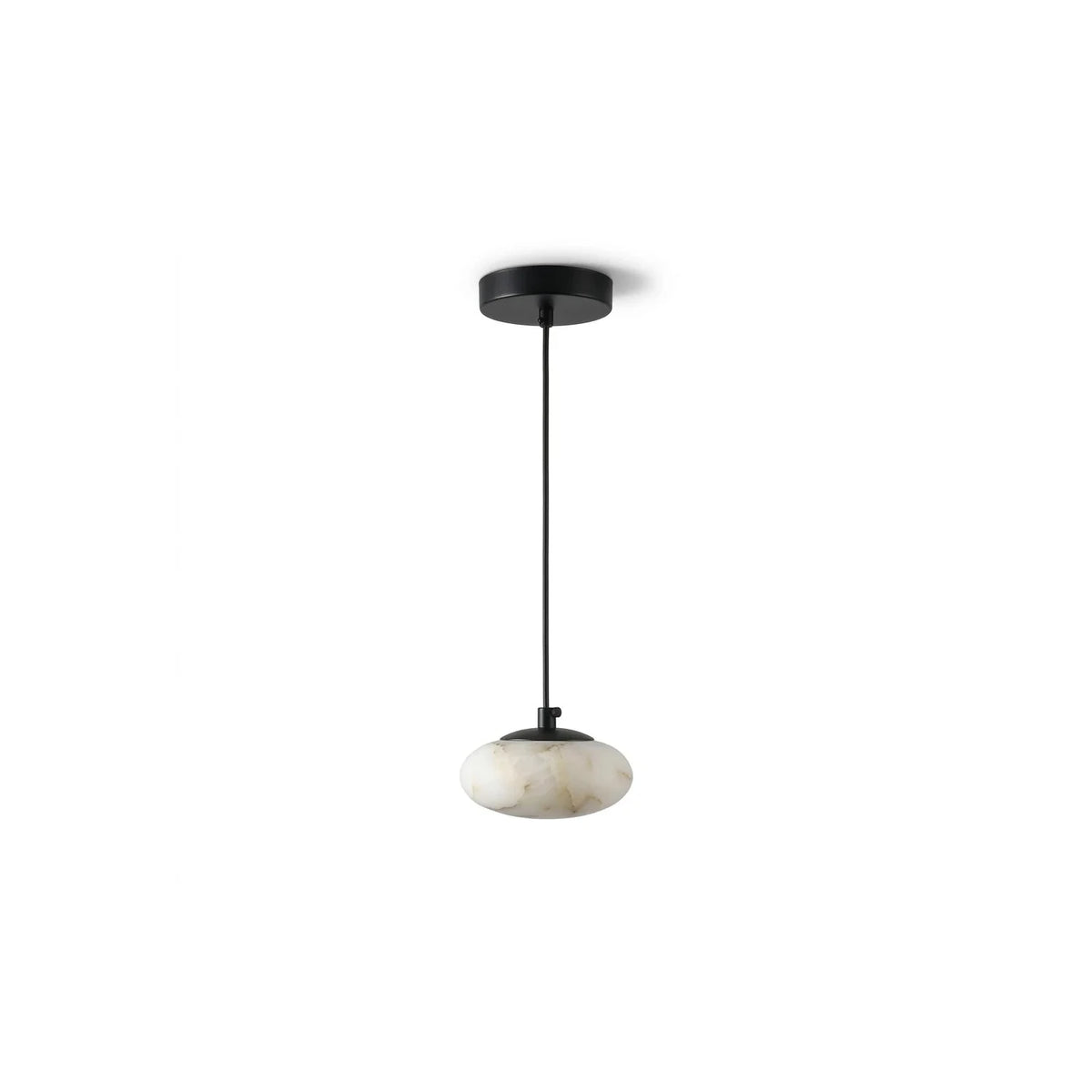 Saucer Alabaster Disc Pendant Light by AUVIELIGHT, ∅ 4.7″ x H 3.5″ / Black & White and 3 other sizes