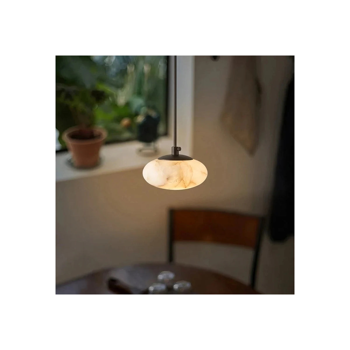 Saucer Alabaster Disc Pendant Light by AUVIELIGHT