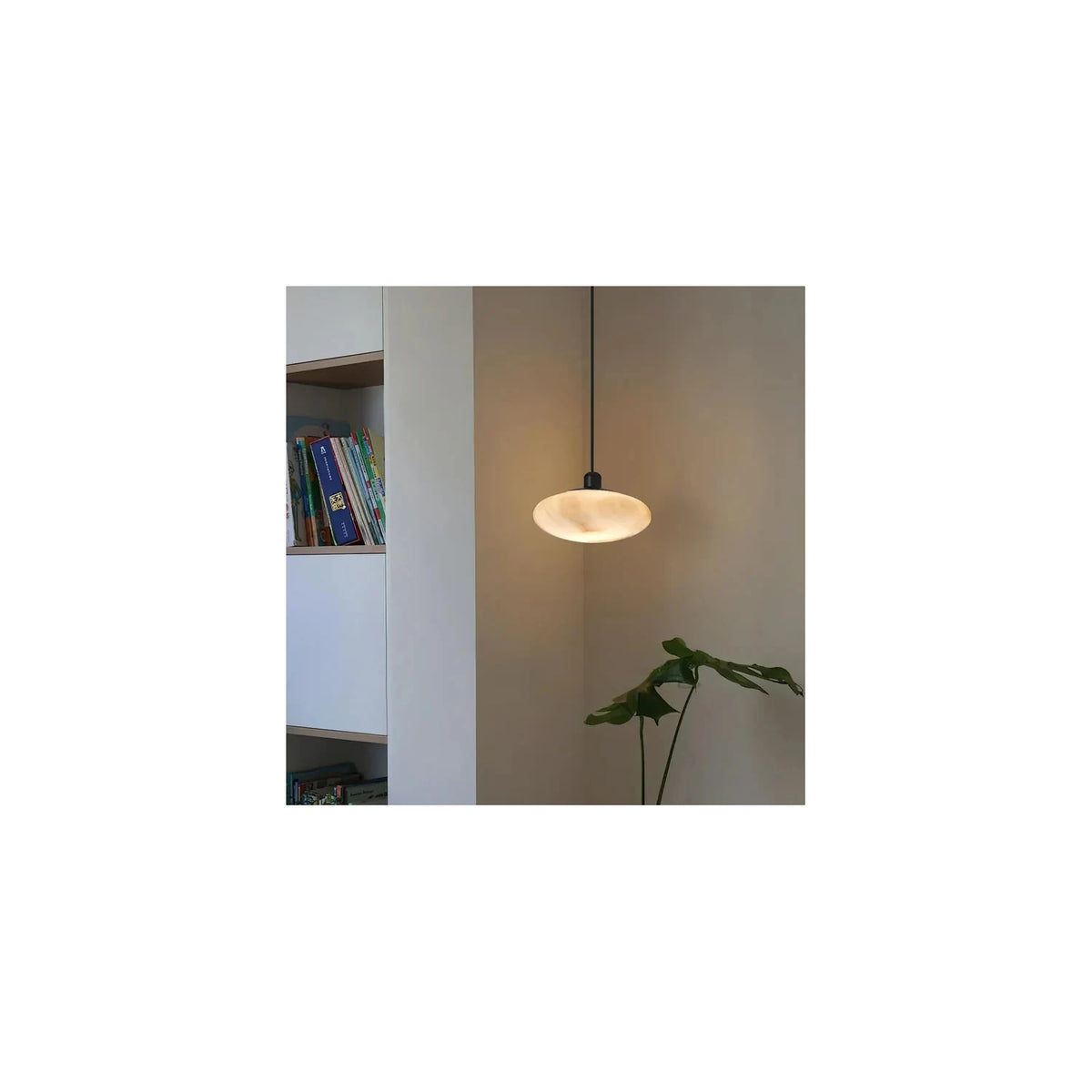 Saucer Alabaster Disc Pendant Light by AUVIELIGHT