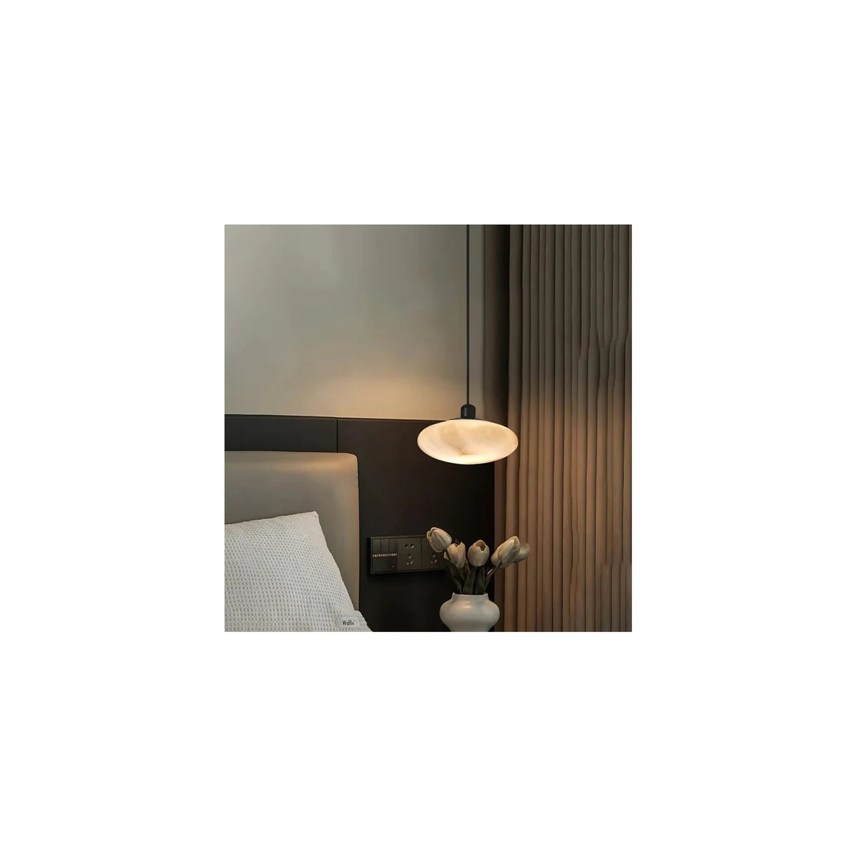 Saucer Alabaster Disc Pendant Light by AUVIELIGHT