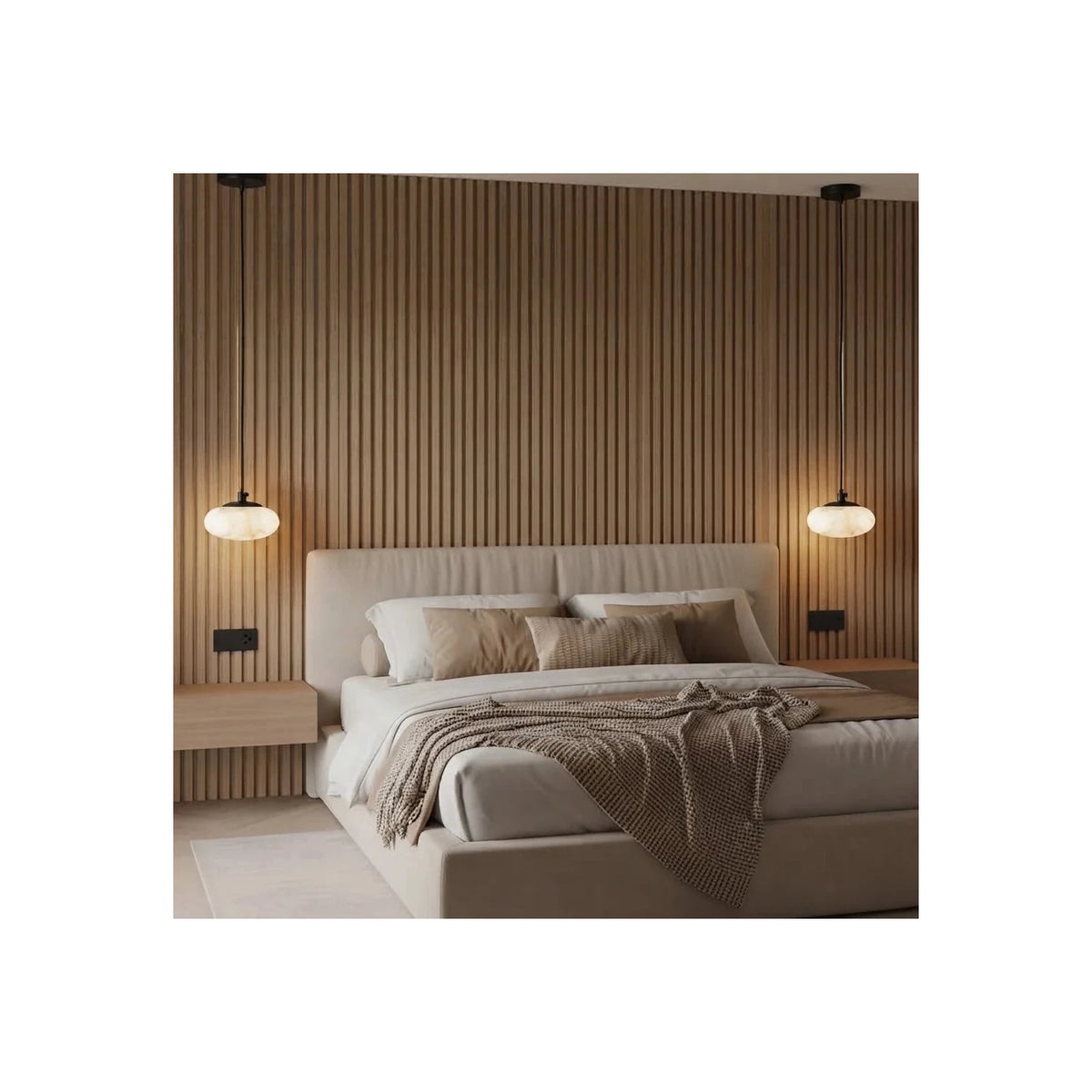 Saucer Alabaster Disc Pendant Light by AUVIELIGHT