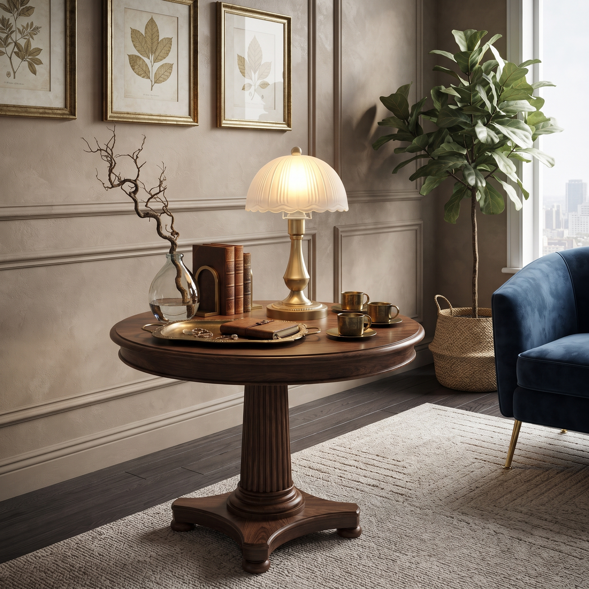 Scalloped Light in antique brass for Living Room by AUVIELIGHT