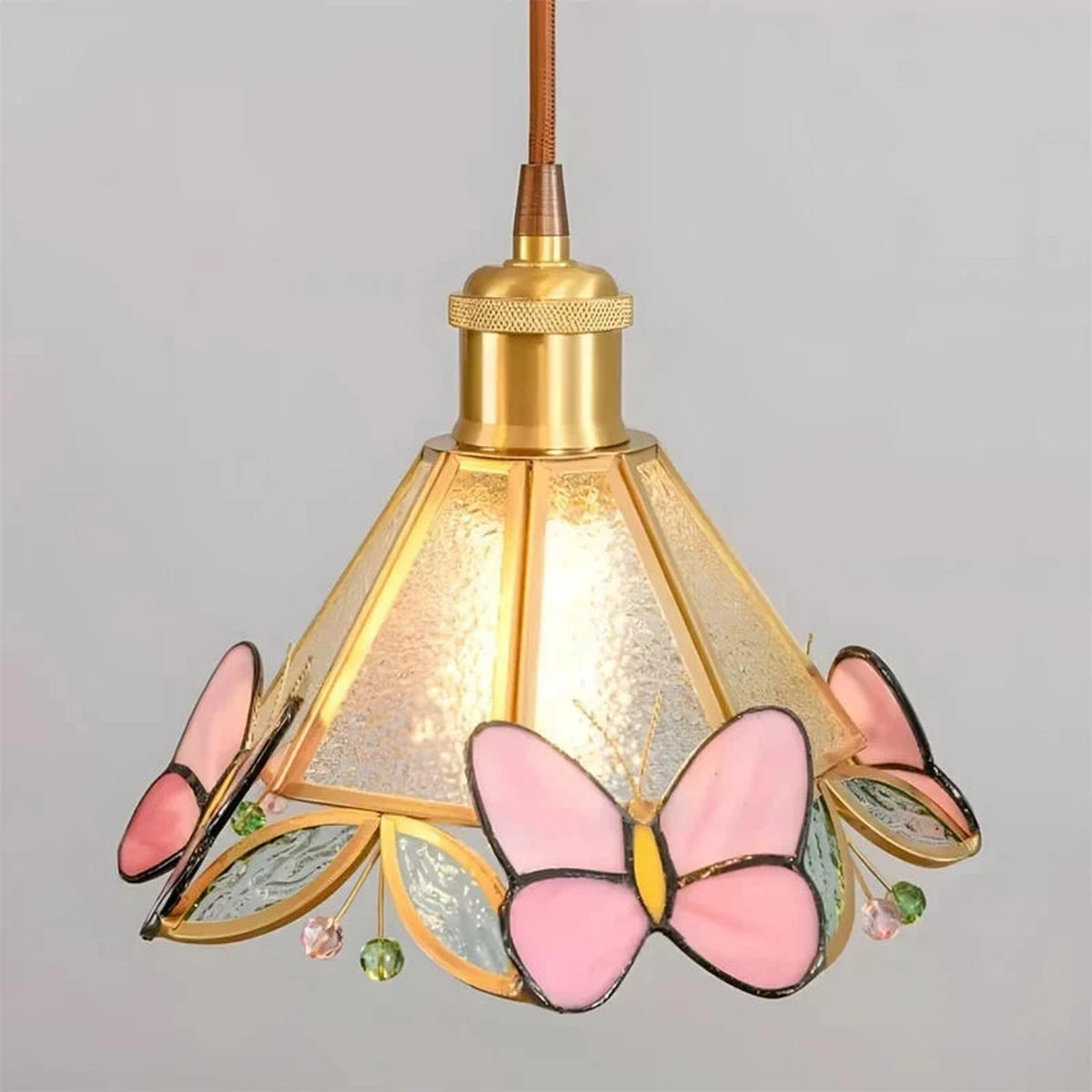 Sculptural Butterfly Linear Pendant Light in stained glass for Kitchen Island by AUVIELIGHT