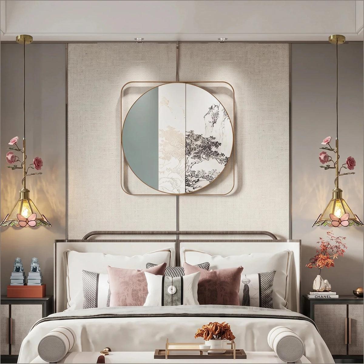 Sculptural Butterfly Pendant Light in rose porcelain for Kitchen Island by AUVIELIGHT
