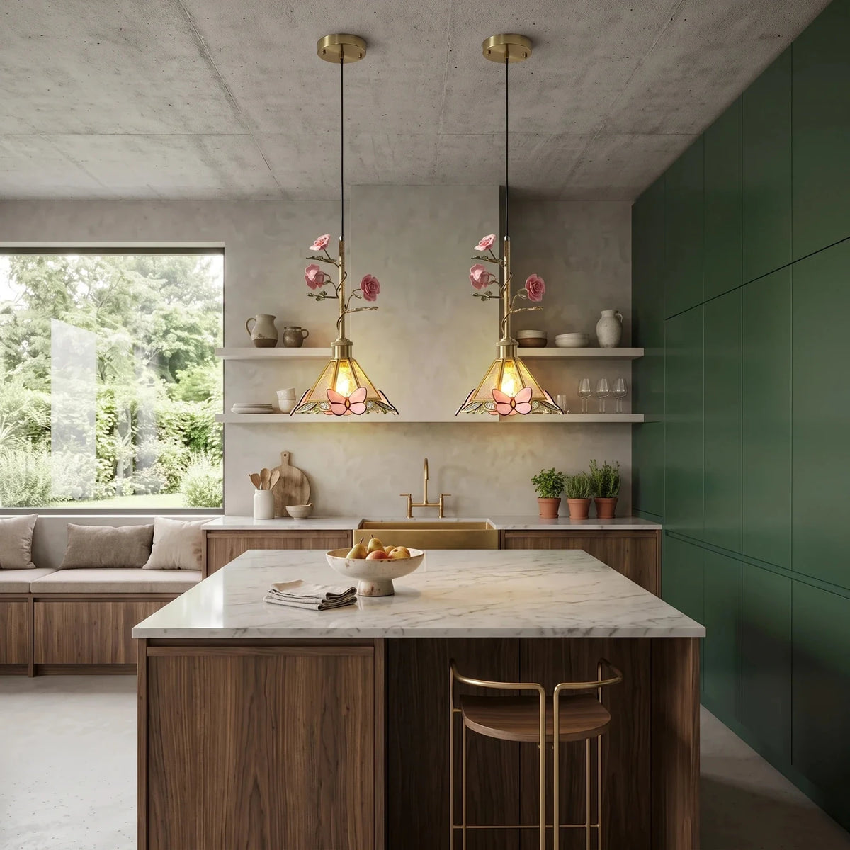 Sculptural Butterfly Pendant Light in rose porcelain for Kitchen Island by AUVIELIGHT