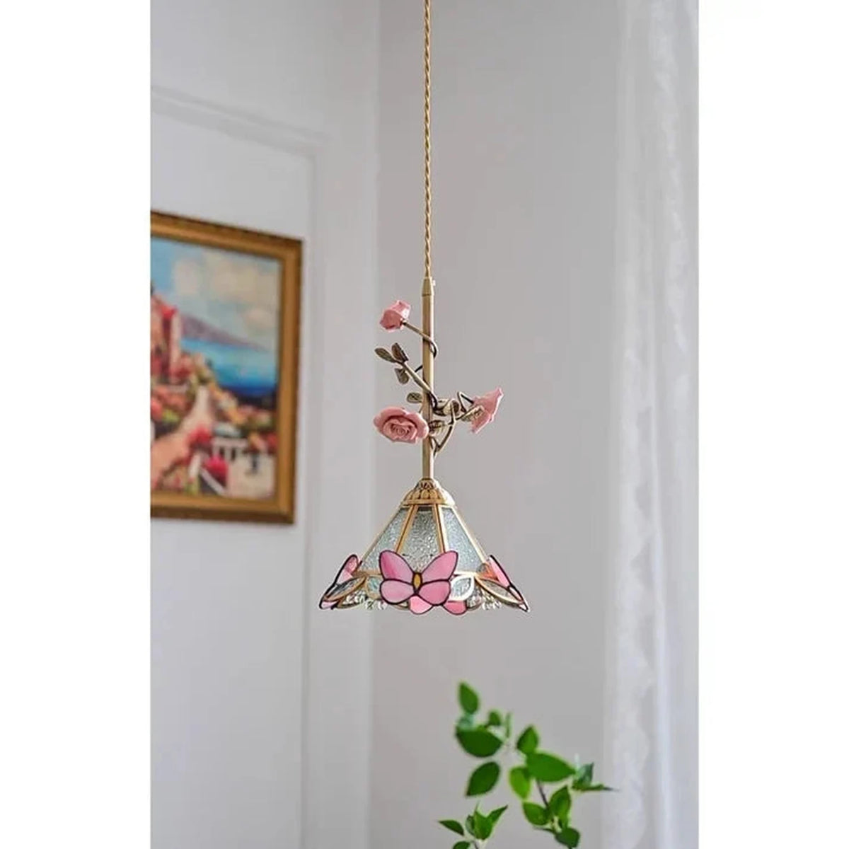 Sculptural Butterfly Pendant Light in rose porcelain for Kitchen Island by AUVIELIGHT