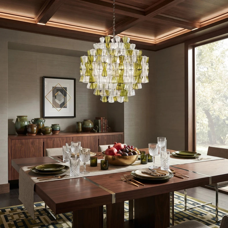 Sculptural Chandelier in clear murano glass for Dining Room light fixture by AUVIELIGHT