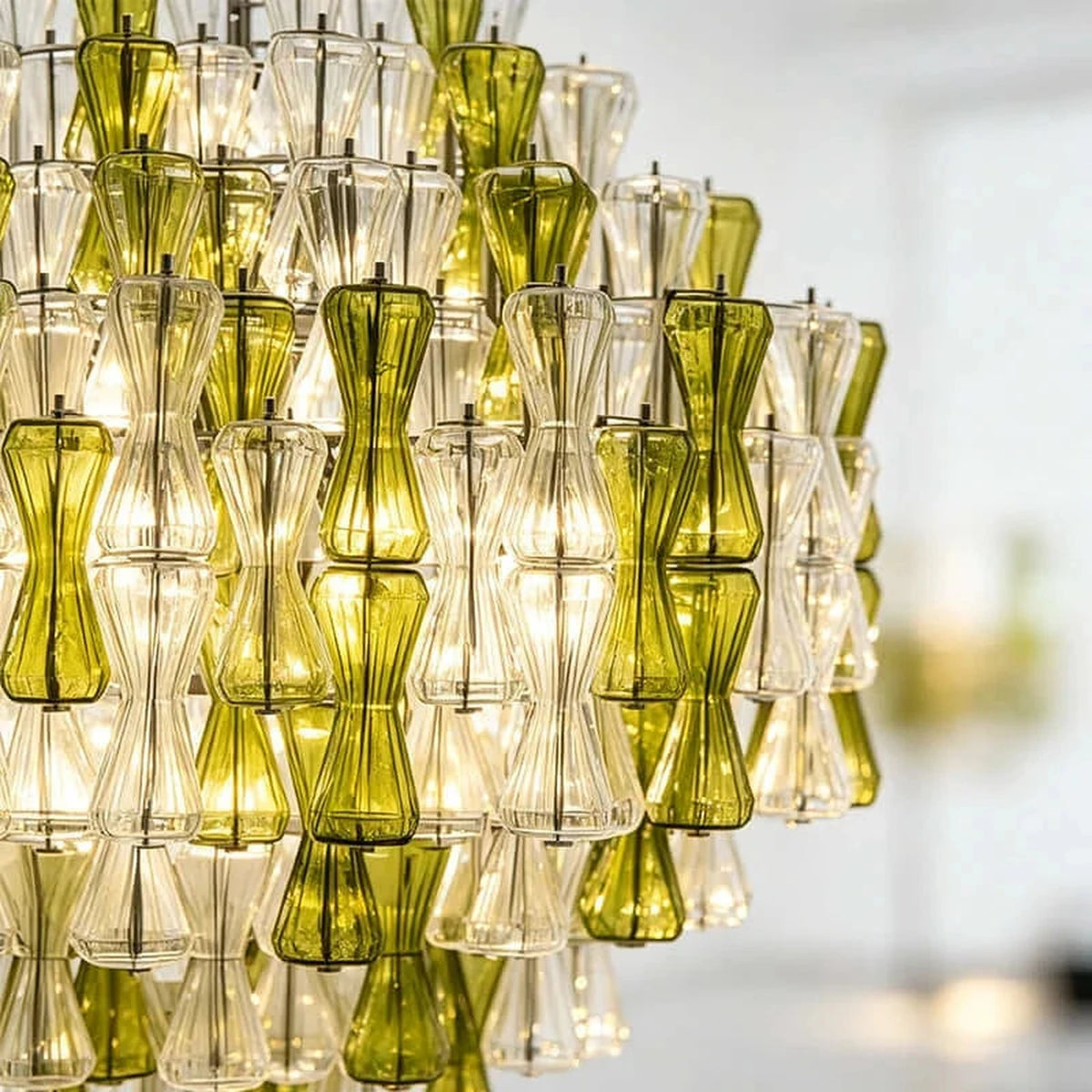 Sculptural Chandelier in clear murano glass for Dining Room by AUVIELIGHT