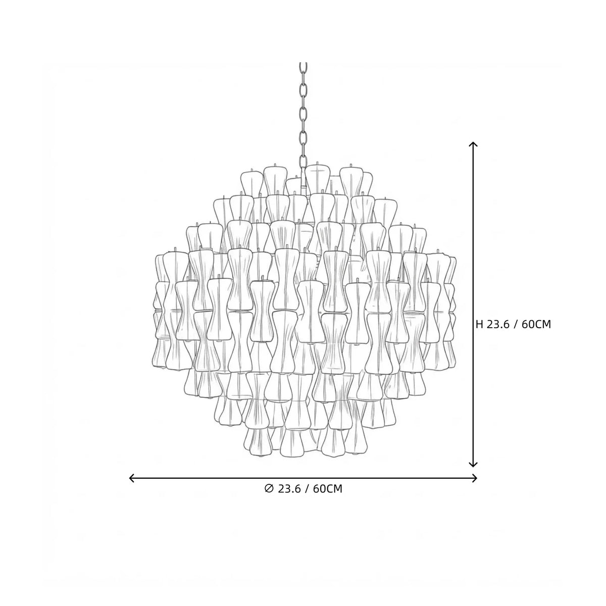 Sculptural Chandelier in clear murano glass for Dining Room by AUVIELIGHT