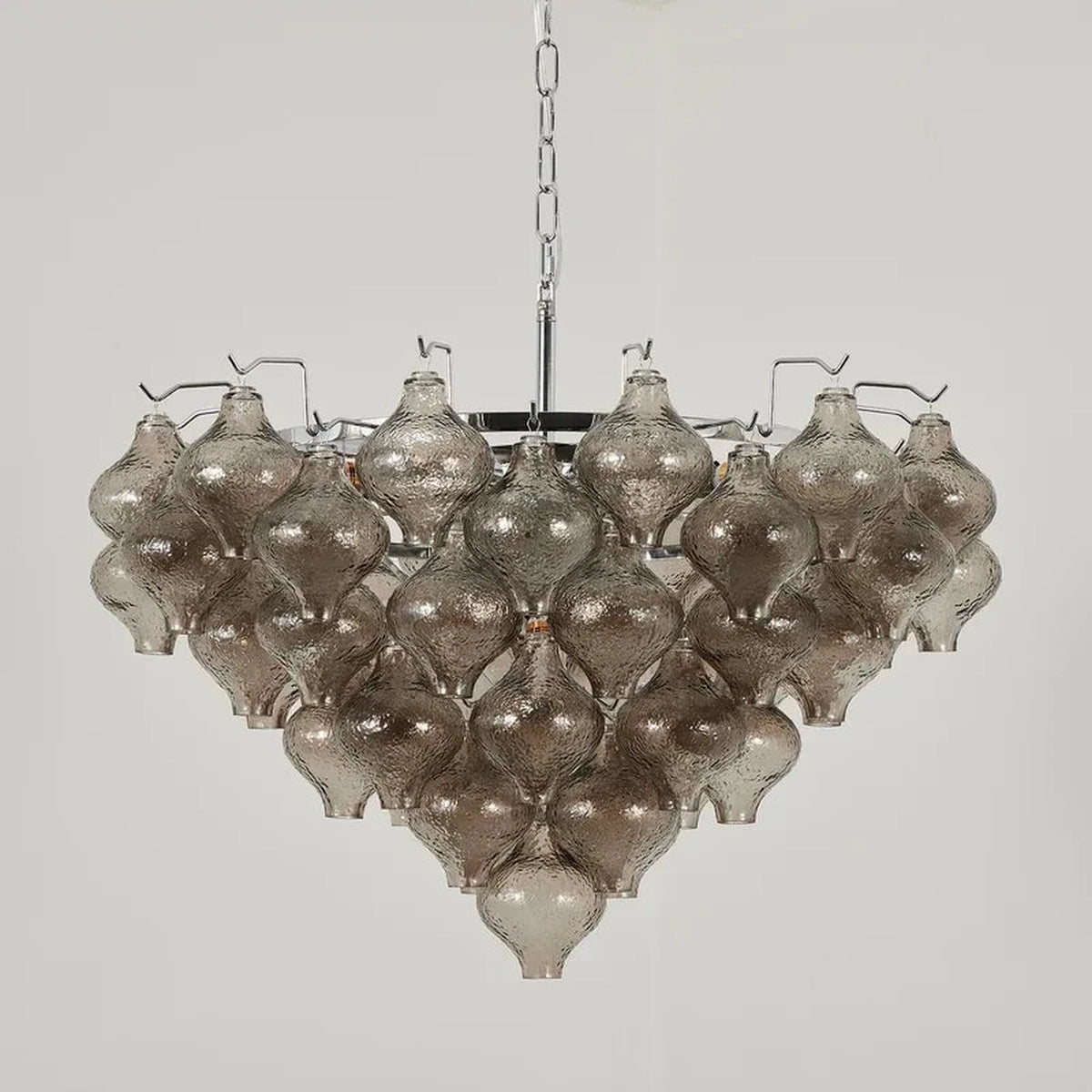 Sculptural Chandelier in smoke grey for Dining Room by AUVIELIGHT, W 35.4" x H 19.6" / Smoky Gray