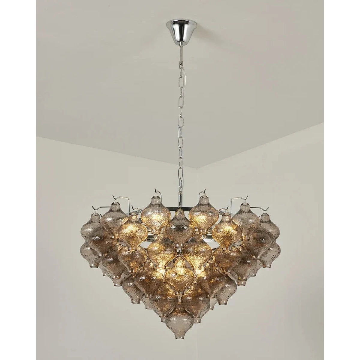 Sculptural Chandelier in smoke grey for Dining Room by AUVIELIGHT, W 27.5" x H 17.5" / Smoky Gray