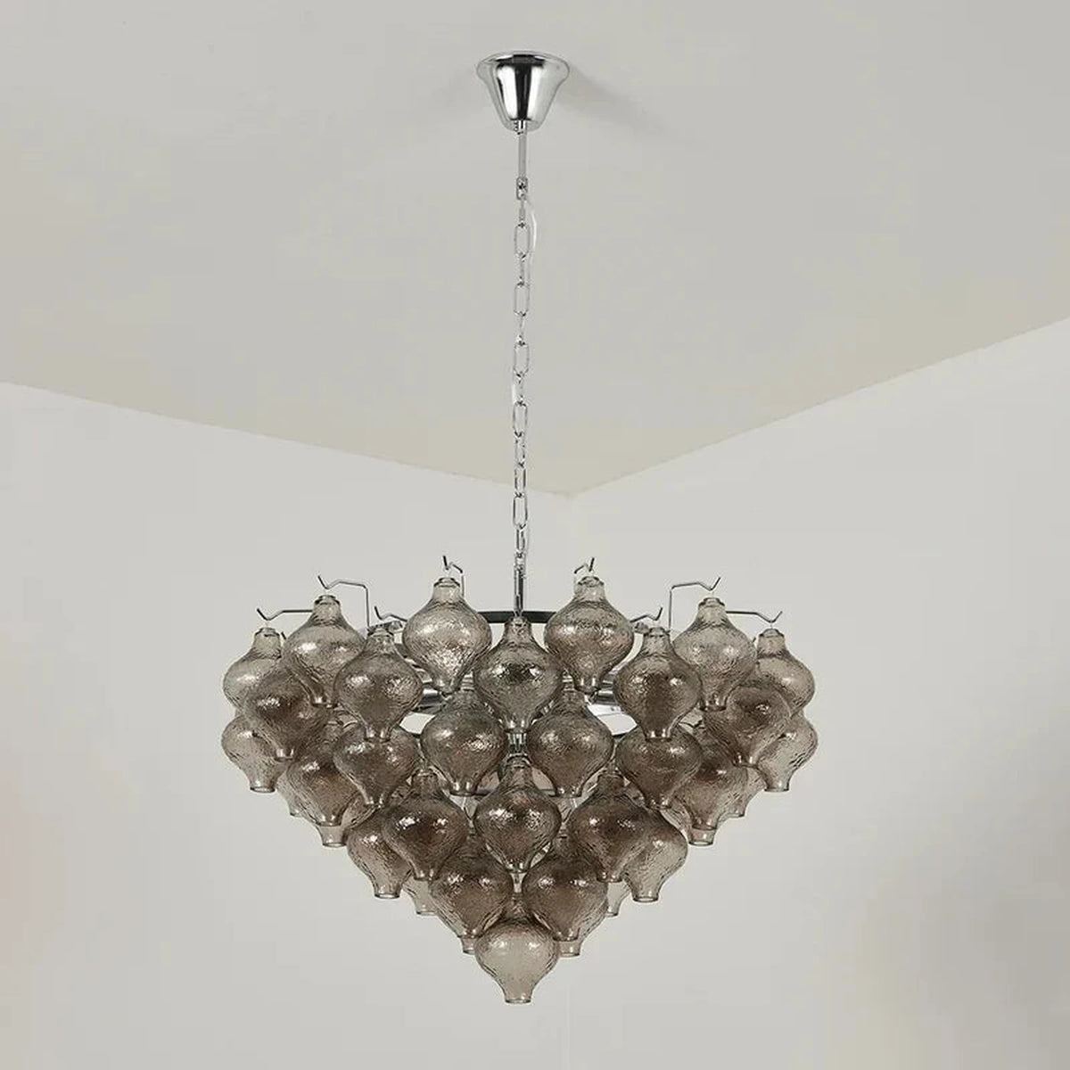 Sculptural Chandelier in smoke grey for Dining Room by AUVIELIGHT