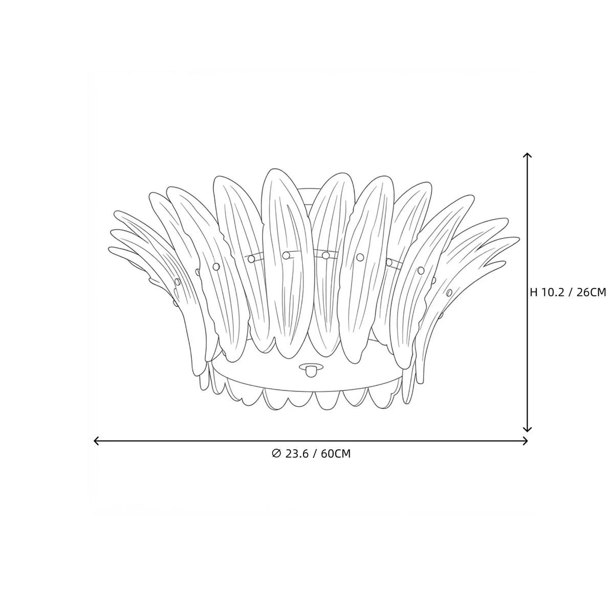 Sculptural Crown Flush Mount in blush pink glass for Low Ceilings by AUVIELIGHT