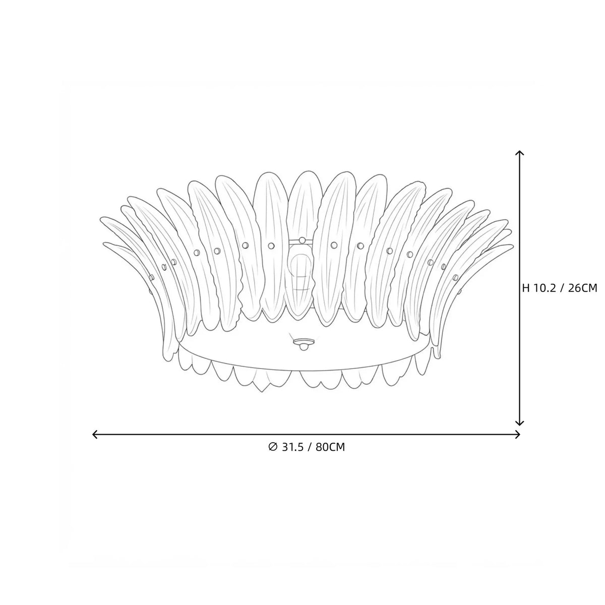 Sculptural Crown Flush Mount in blush pink glass for Low Ceilings by AUVIELIGHT