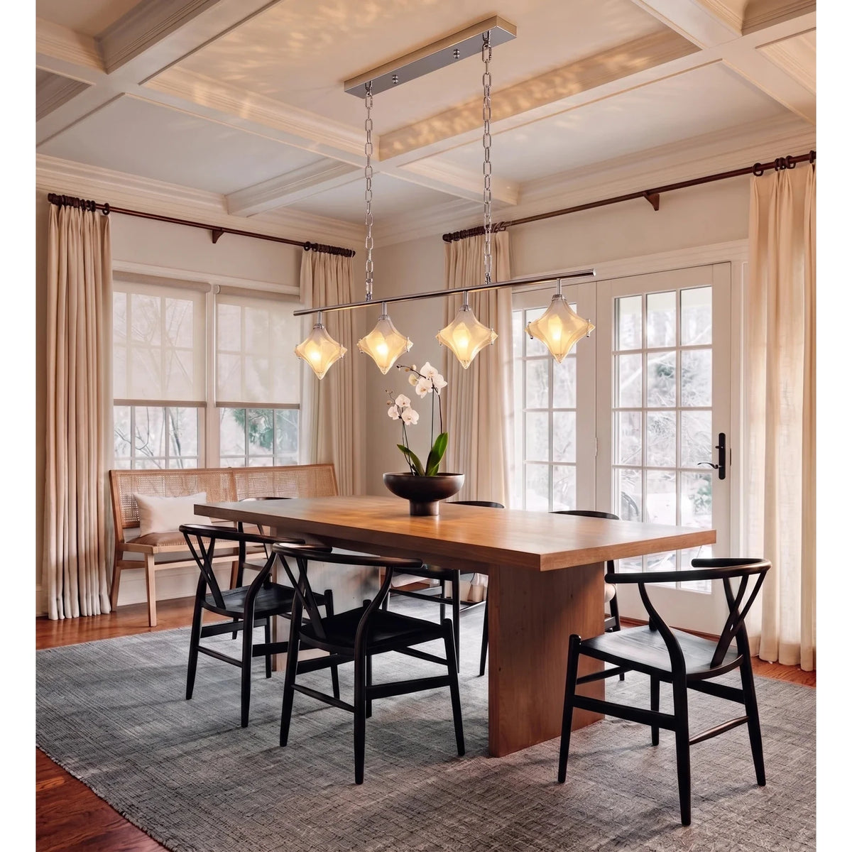 Sculptural Diamond Star Chandelier in amber glass for Dining Room by AUVIELIGHT