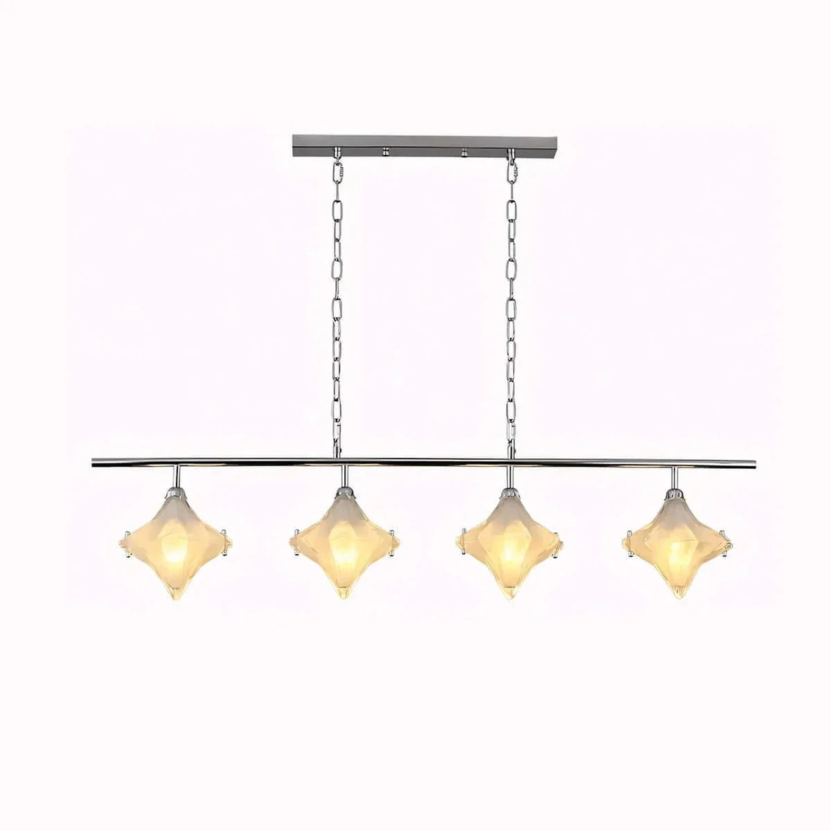Sculptural Diamond Star Chandelier in amber glass for Dining Room by AUVIELIGHT, Dia 47.2"x H 9.8" / Chrome & Clear