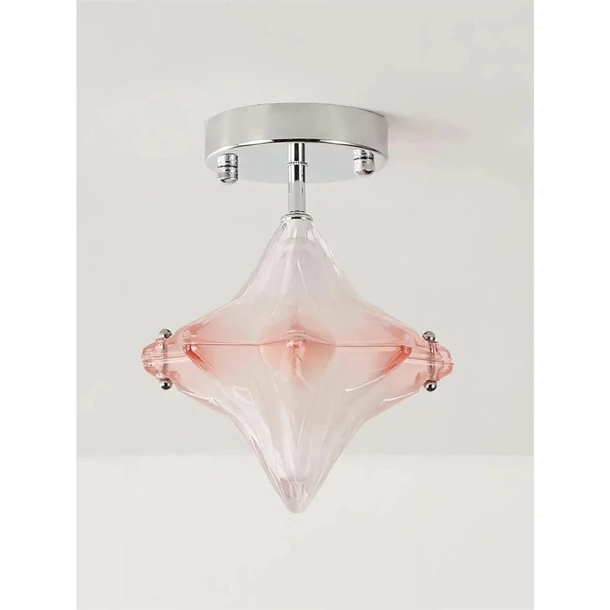 Sculptural Diamond Star Flush Mount in glass for Low Ceilings by AUVIELIGHT