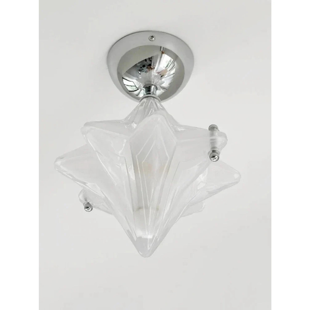 Sculptural Diamond Star Flush Mount in glass for Low Ceilings by AUVIELIGHT