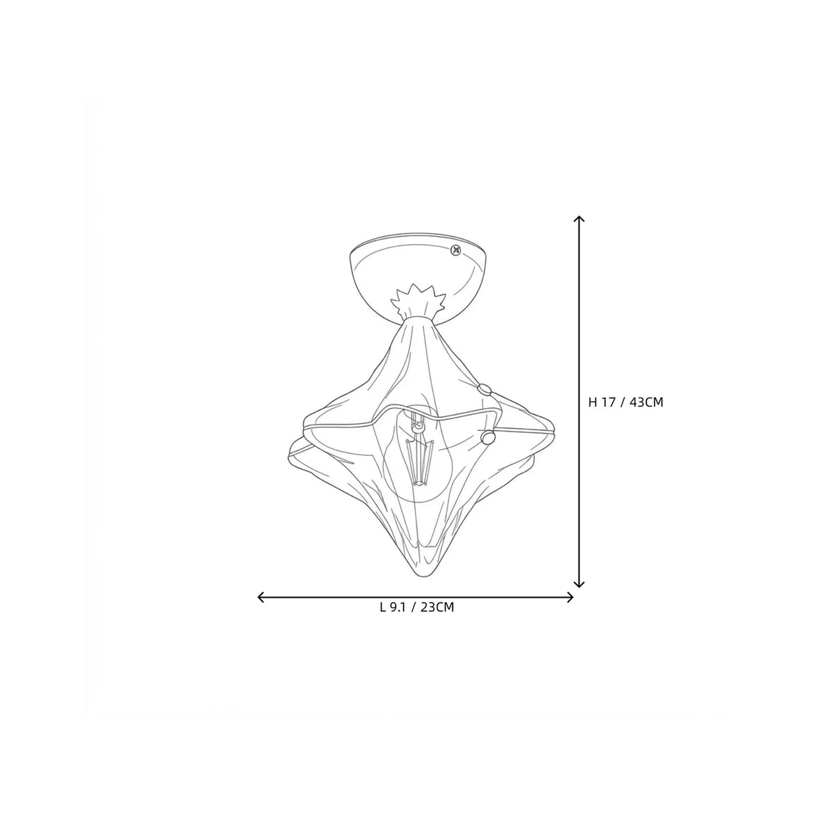 Sculptural Diamond Star Flush Mount in glass for Low Ceilings by AUVIELIGHT