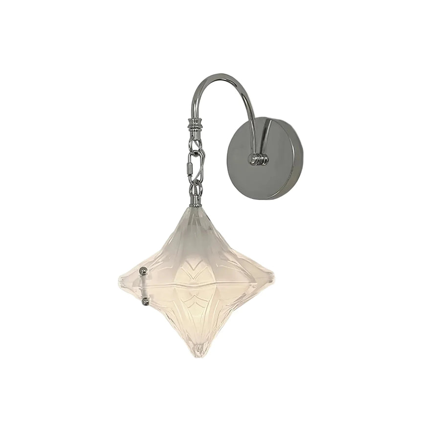 Sculptural Diamond Star Wall Sconce in glass for Hallway by AUVIELIGHT, Dia 23cm x H 37cm / ∅ 9.1″ x H 14.6" / Chrome & Clear
