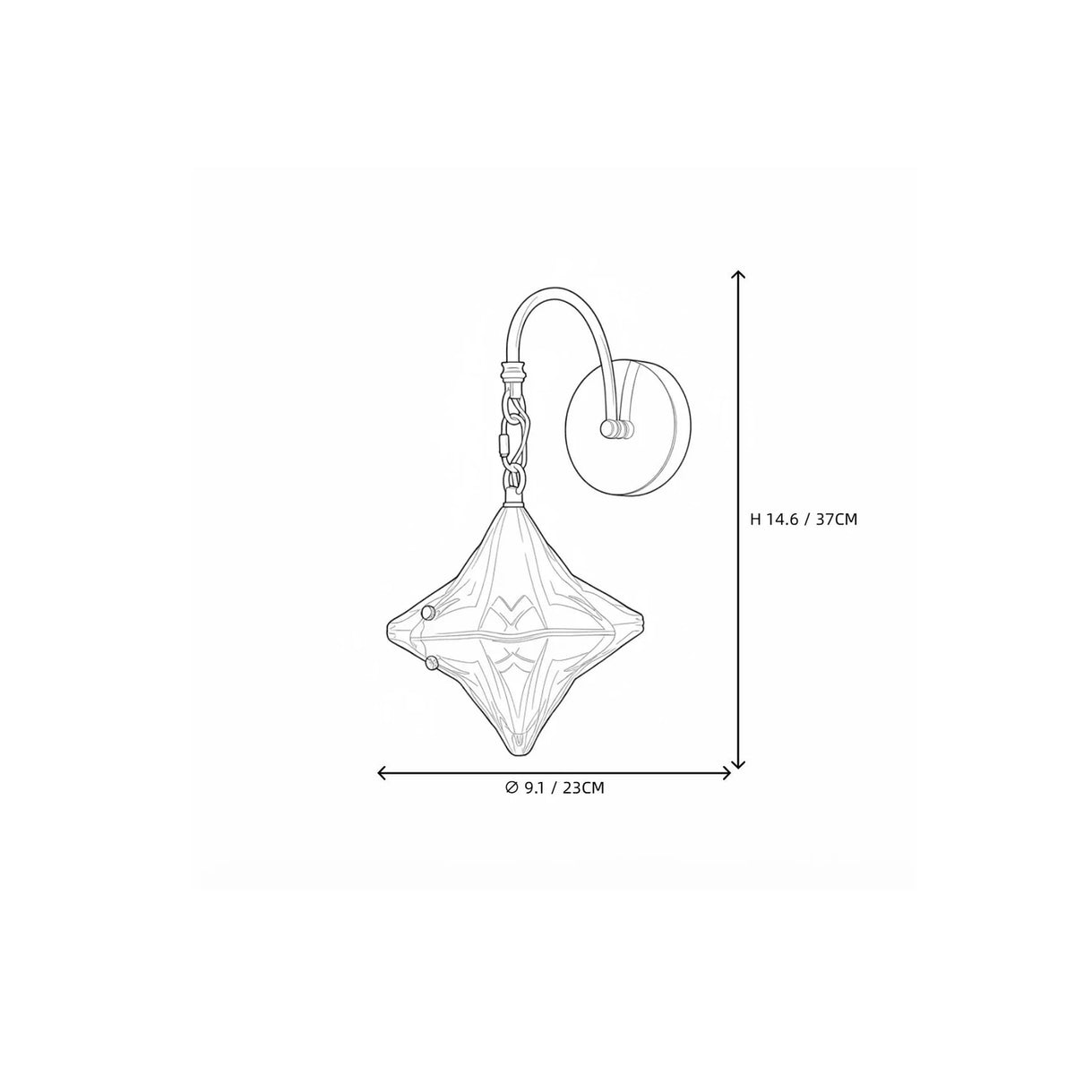 Sculptural Diamond Star Wall Sconce in glass for Hallway by AUVIELIGHT