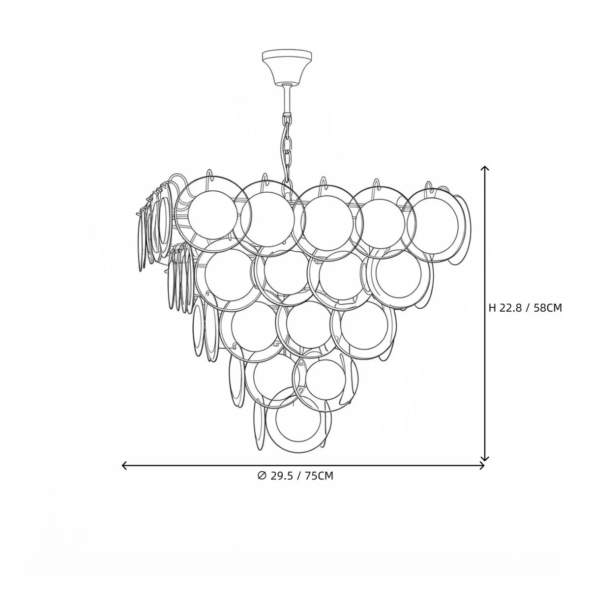 Sculptural Disc Chandelier in ruby red murano glass for Dining Room light fixture by AUVIELIGHT