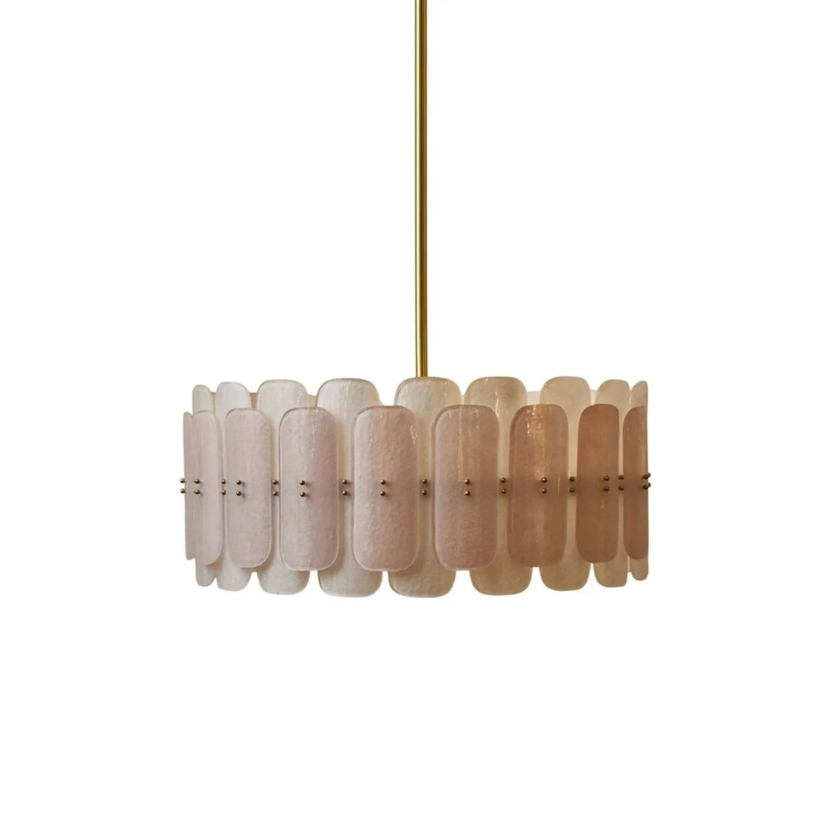 Sculptural Drum Chandelier in cream frosted glass for Dining Room by AUVIELIGHT