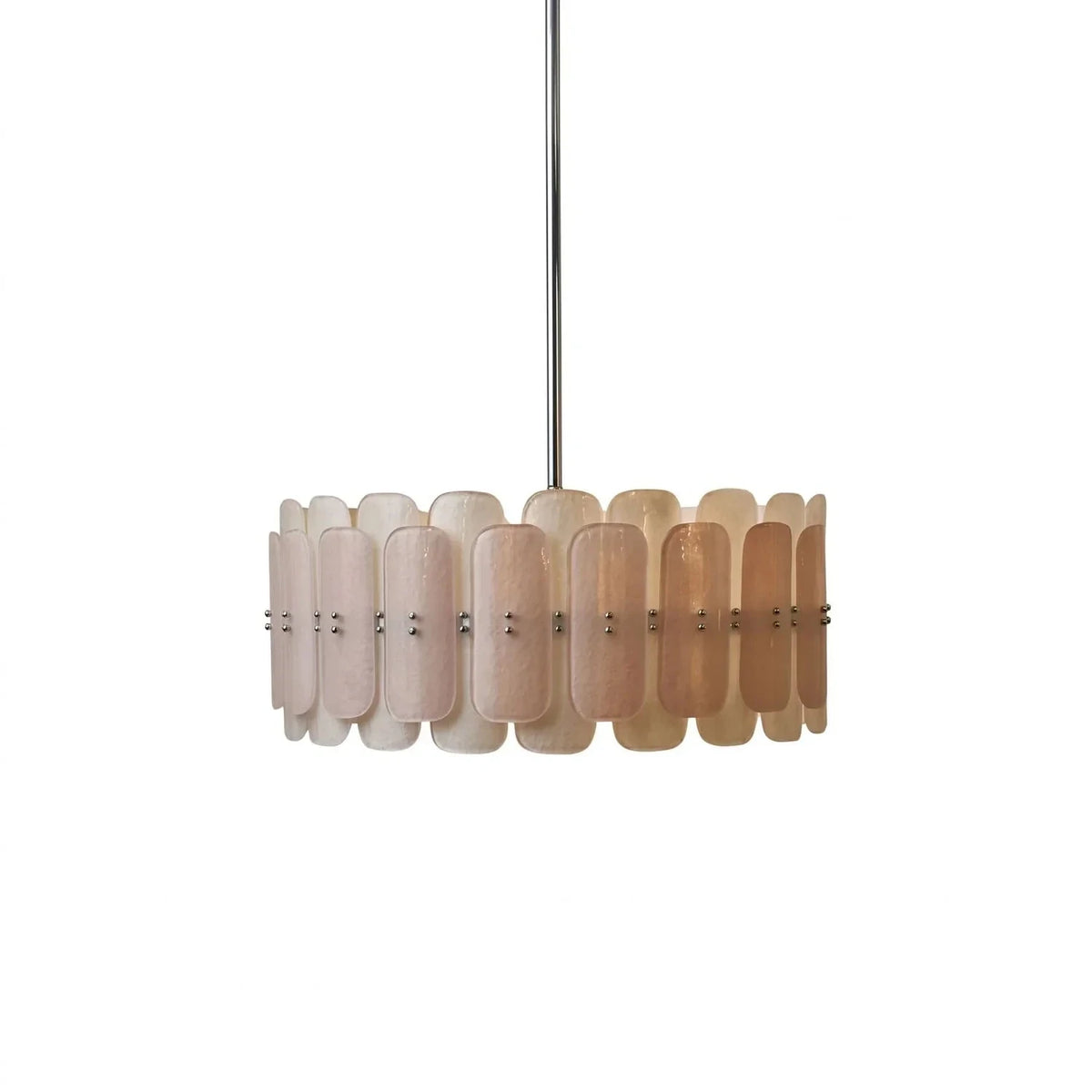 Sculptural Drum Chandelier in cream frosted glass for Dining Room by AUVIELIGHT