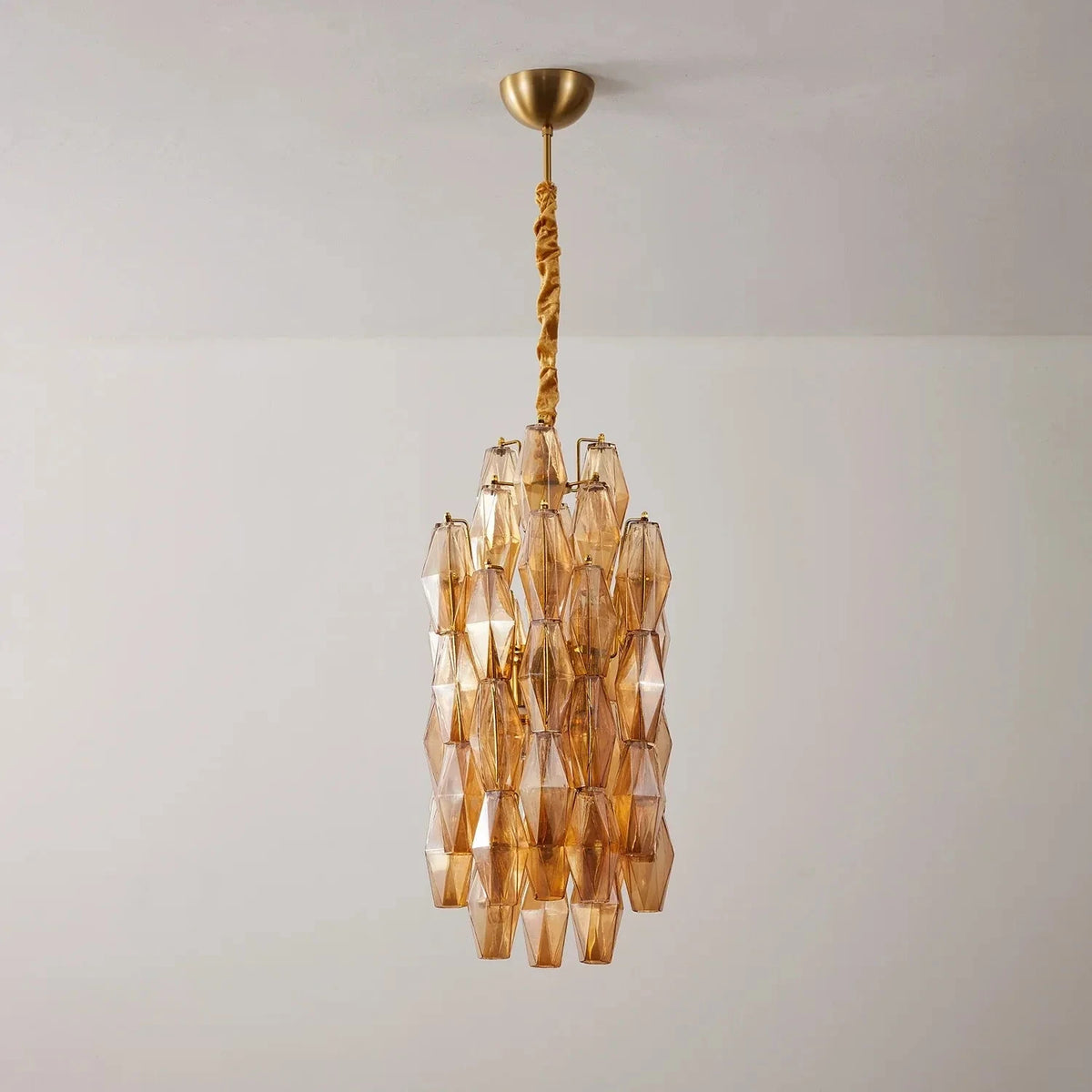 Sculptural Faceted Chandelier in clear glass for Dining Room by AUVIELIGHT