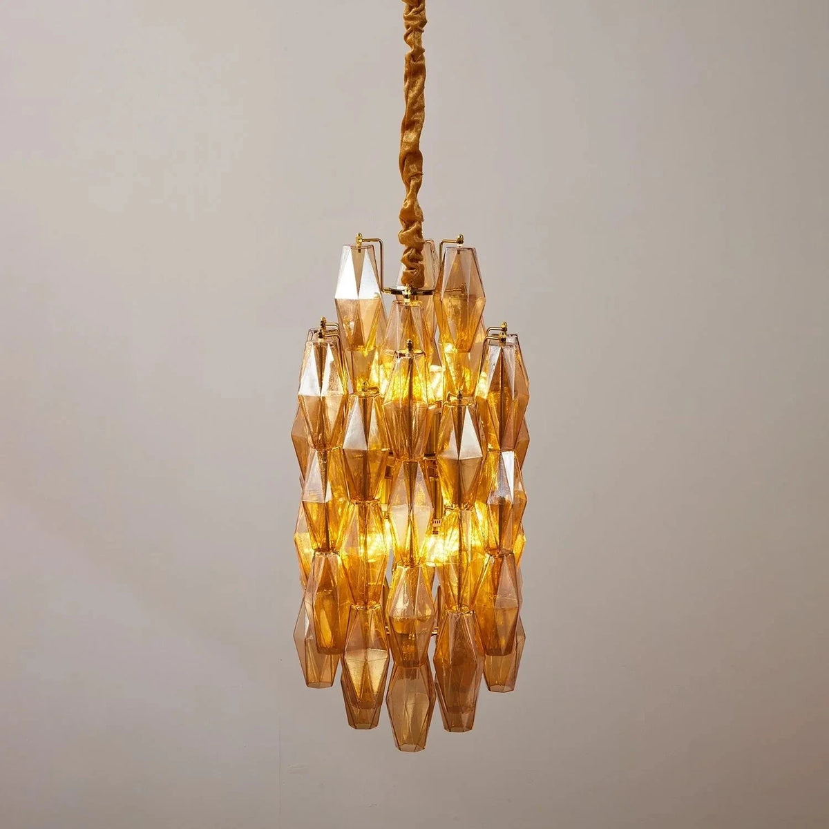 Sculptural Faceted Chandelier in clear glass for Dining Room by AUVIELIGHT