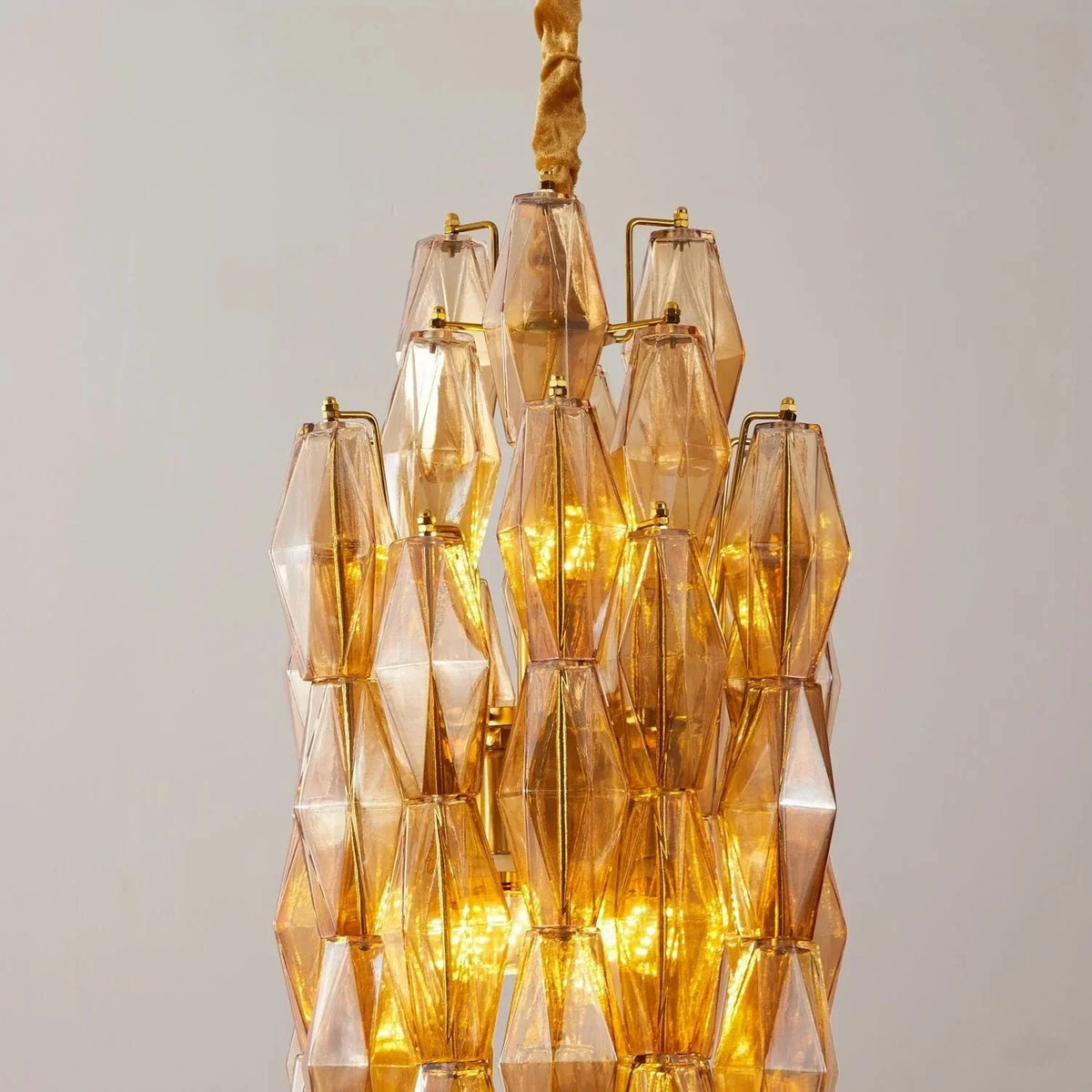 Sculptural Faceted Chandelier in clear glass for Dining Room by AUVIELIGHT