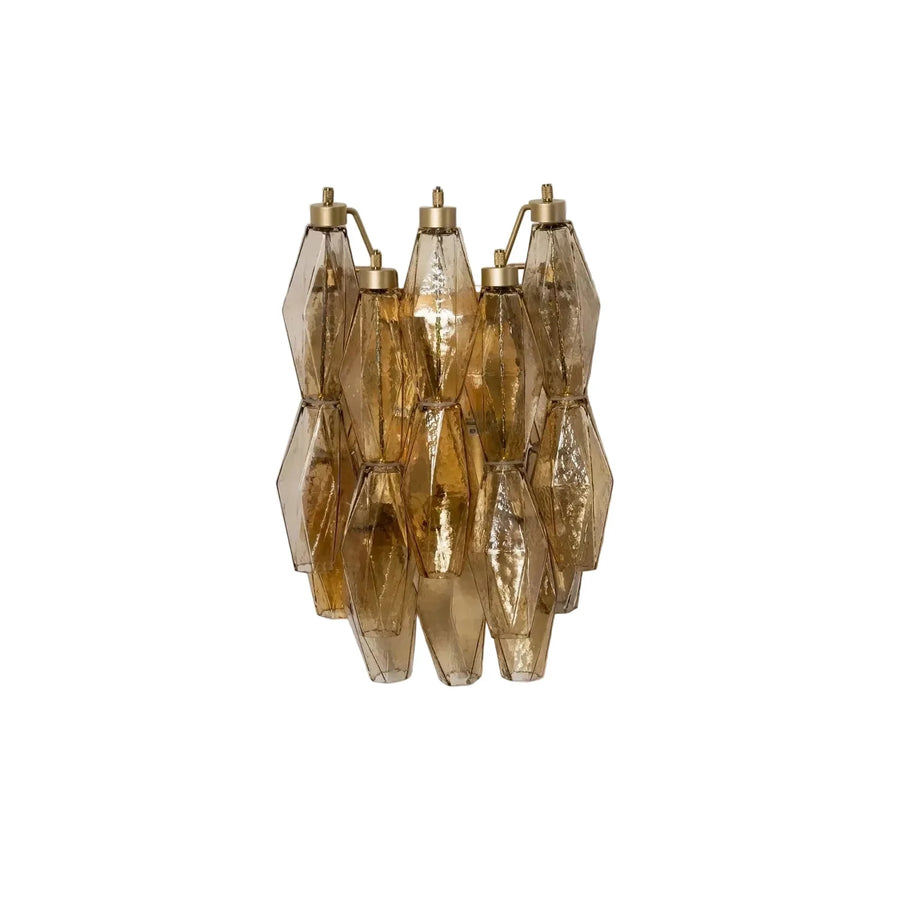 Sculptural Faceted Wall Sconce in amber glass for Hallway by AUVIELIGHT