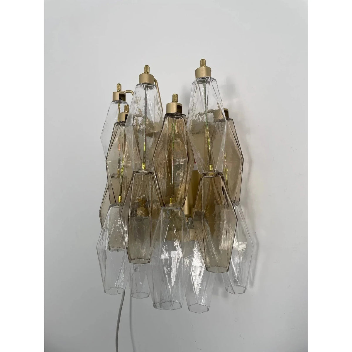 Sculptural Faceted Wall Sconce in amber glass for Hallway by AUVIELIGHT