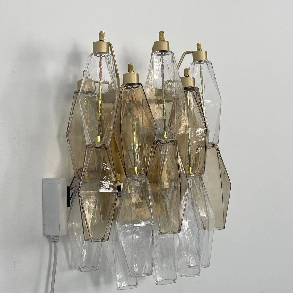 Sculptural Faceted Wall Sconce in amber glass for Hallway by AUVIELIGHT