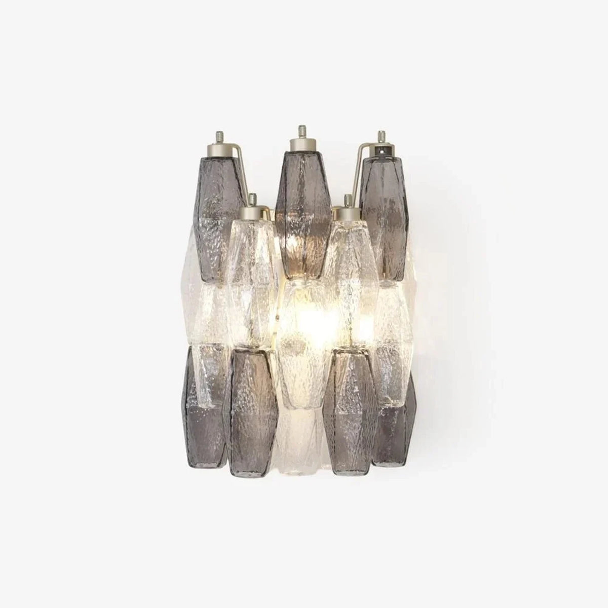 Sculptural Faceted Wall Sconce in amber glass for Hallway by AUVIELIGHT, ∅ 10" x H 14.6" / ∅ 25cm x H 37cm / Smoke Grey & Clear and 2 other sizes