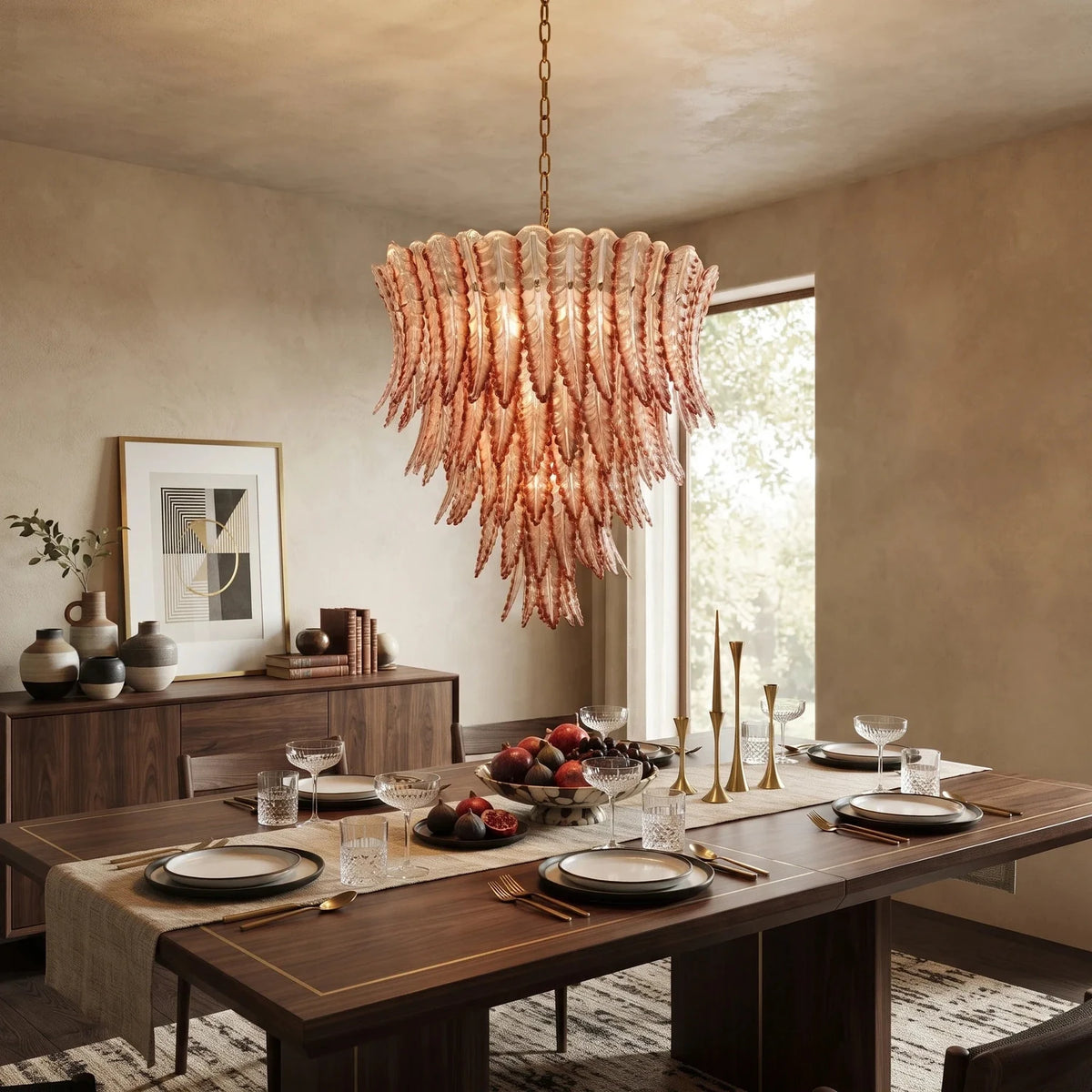 Sculptural Feather Chandelier in murano glass for Dining Room by AUVIELIGHT