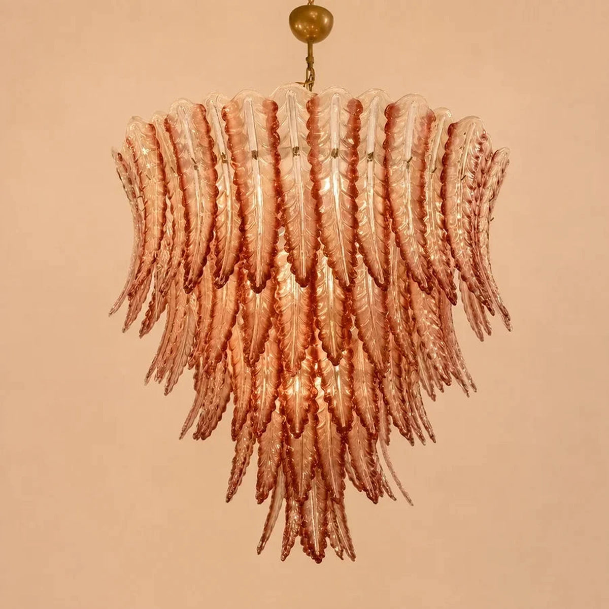 Sculptural Feather Chandelier in murano glass for Dining Room by AUVIELIGHT, ∅ 19.7 x H 15.8 / Amber & Clear and 3 other sizes