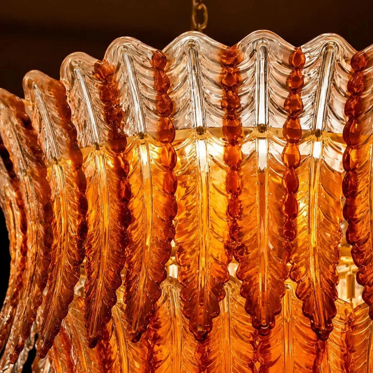 Sculptural Feather Chandelier in murano glass for Dining Room by AUVIELIGHT