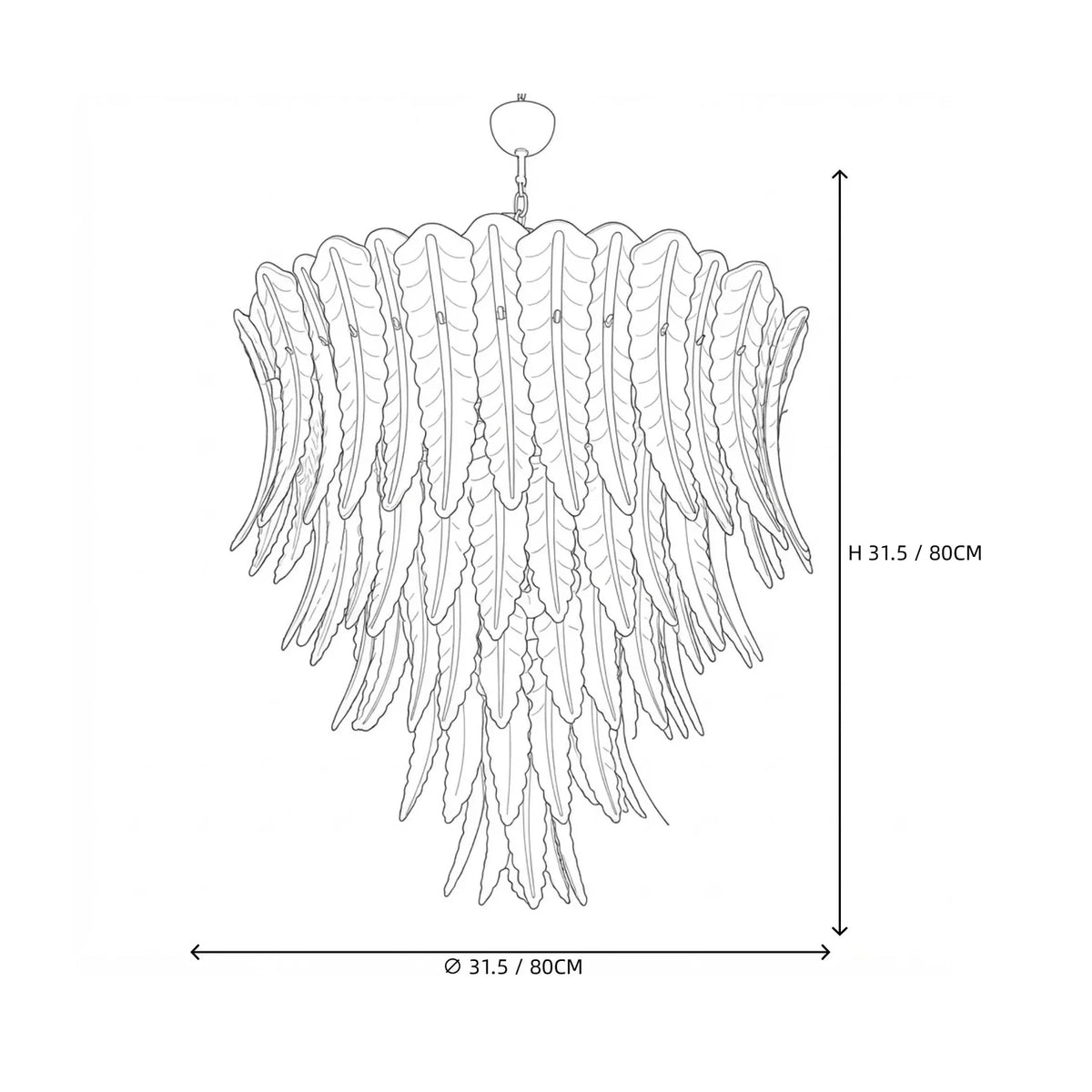 Sculptural Feather Chandelier in murano glass for Dining Room by AUVIELIGHT