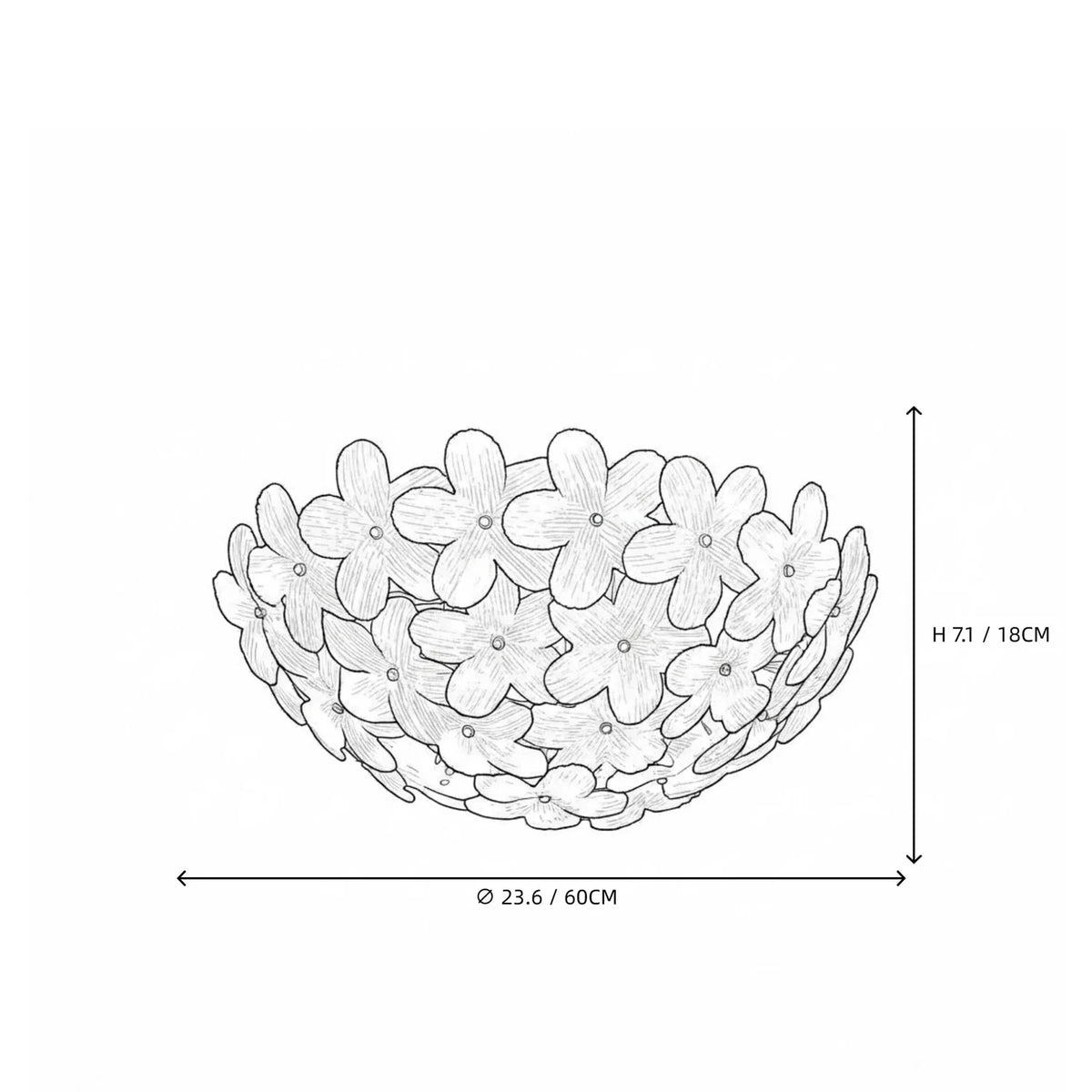 Sculptural Flower Flush Mount in blush pink glass for Low Ceilings by AUVIELIGHT