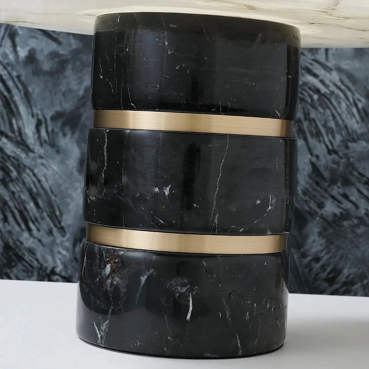 Sculptural Grooved Table Lamp in alabaster for Living Room light fixture by AUVIELIGHT