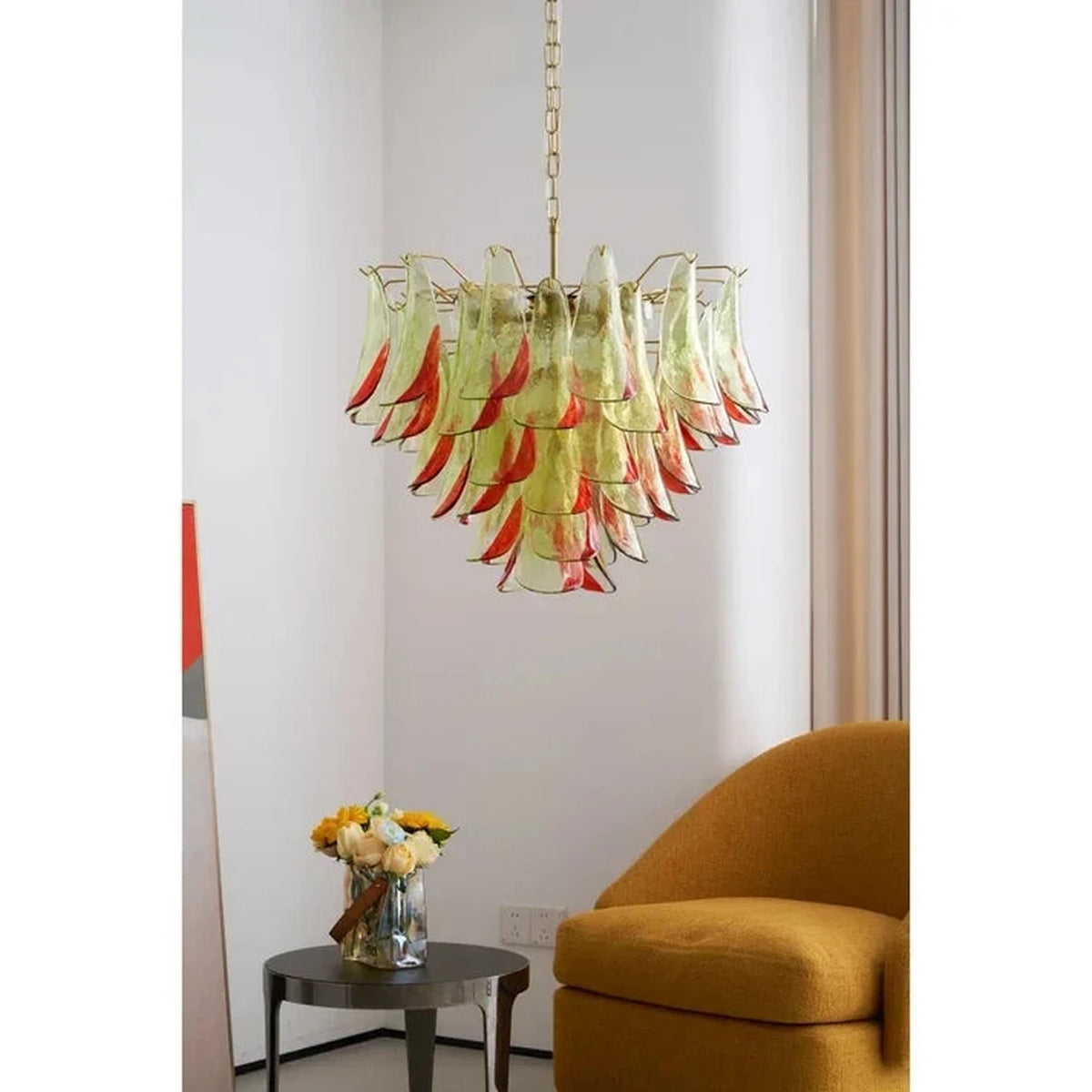 Sculptural Leaf Chandelier in murano glass for Dining Room by AUVIELIGHT