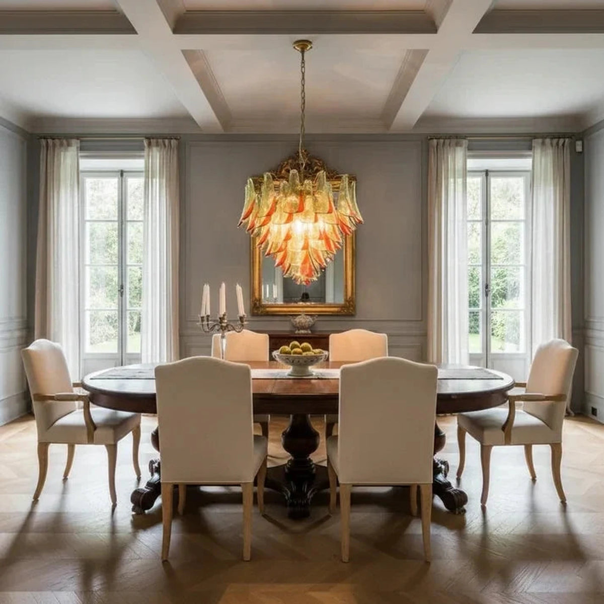 Sculptural Leaf Chandelier in murano glass for Dining Room by AUVIELIGHT