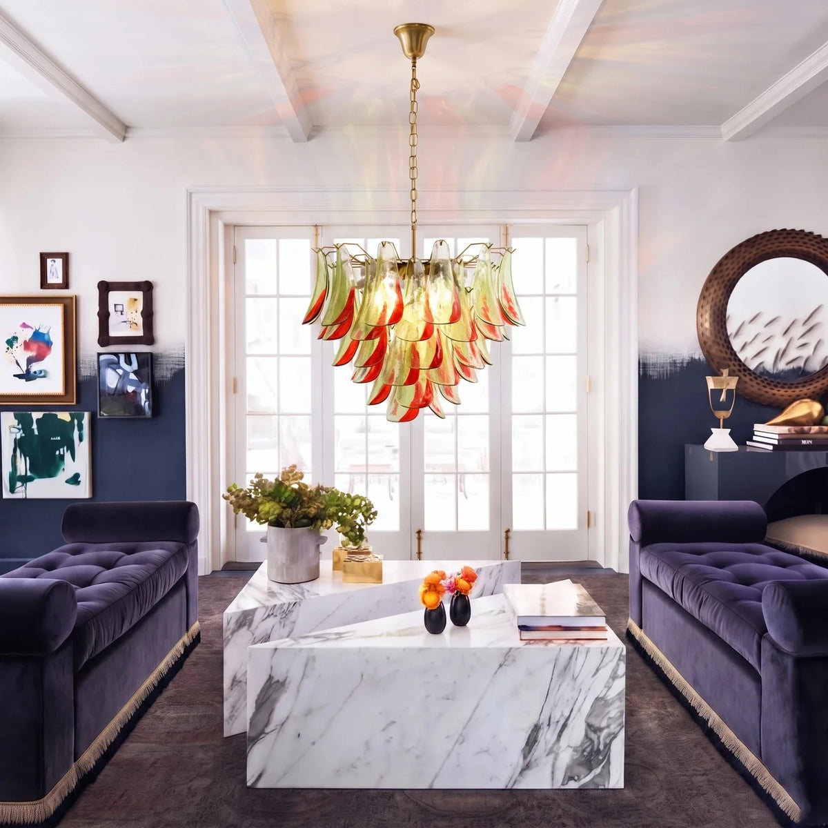 Sculptural Leaf Chandelier in murano glass for Dining Room by AUVIELIGHT