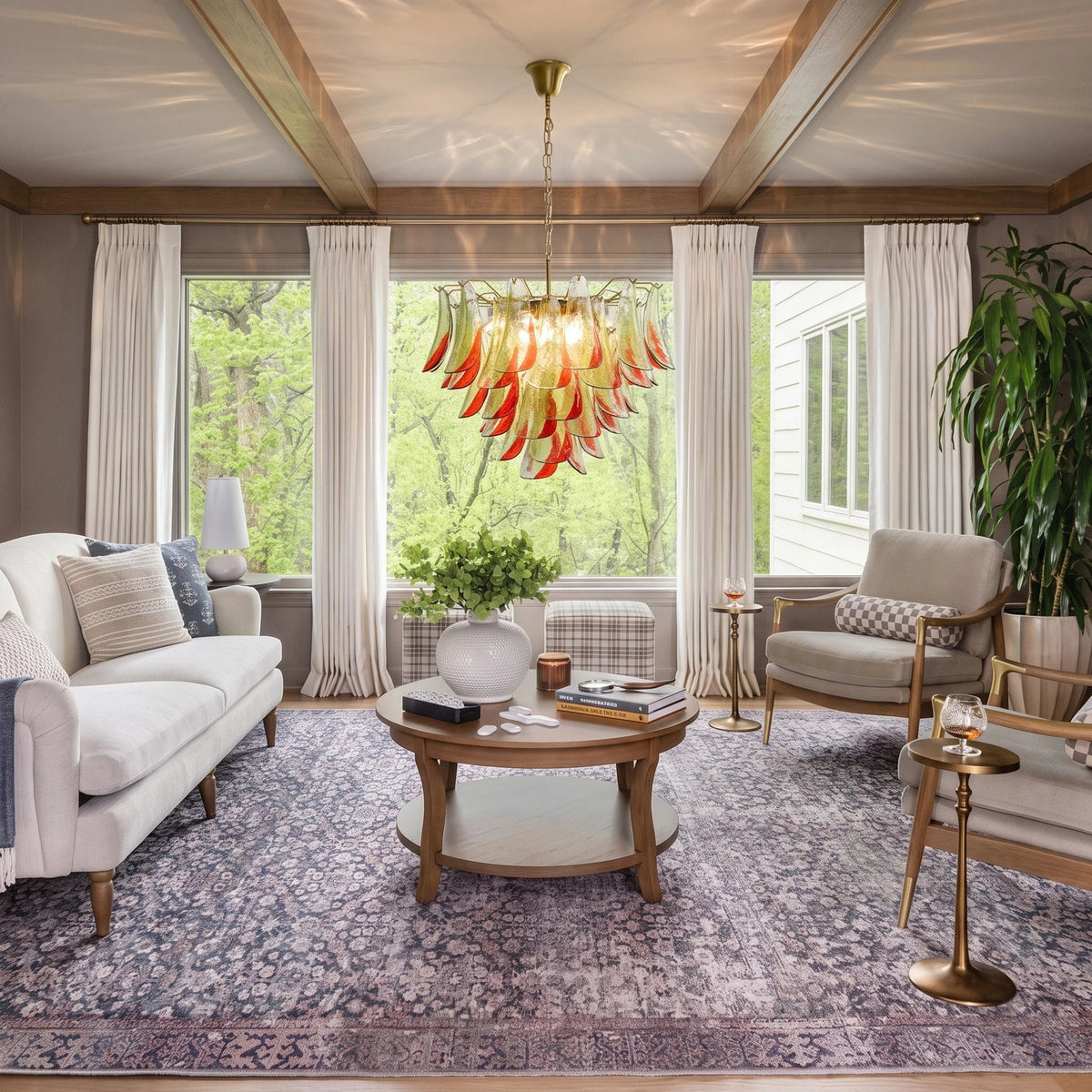 Sculptural Leaf Chandelier in murano glass for Dining Room by AUVIELIGHT