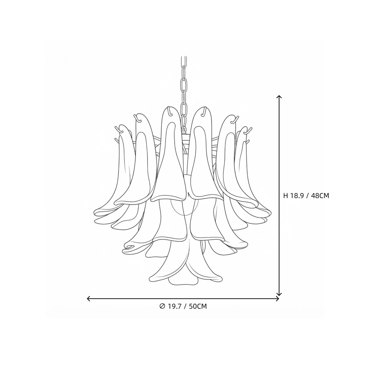 Sculptural Lily Blossom Chandelier in opal glass for Dining Room by AUVIELIGHT