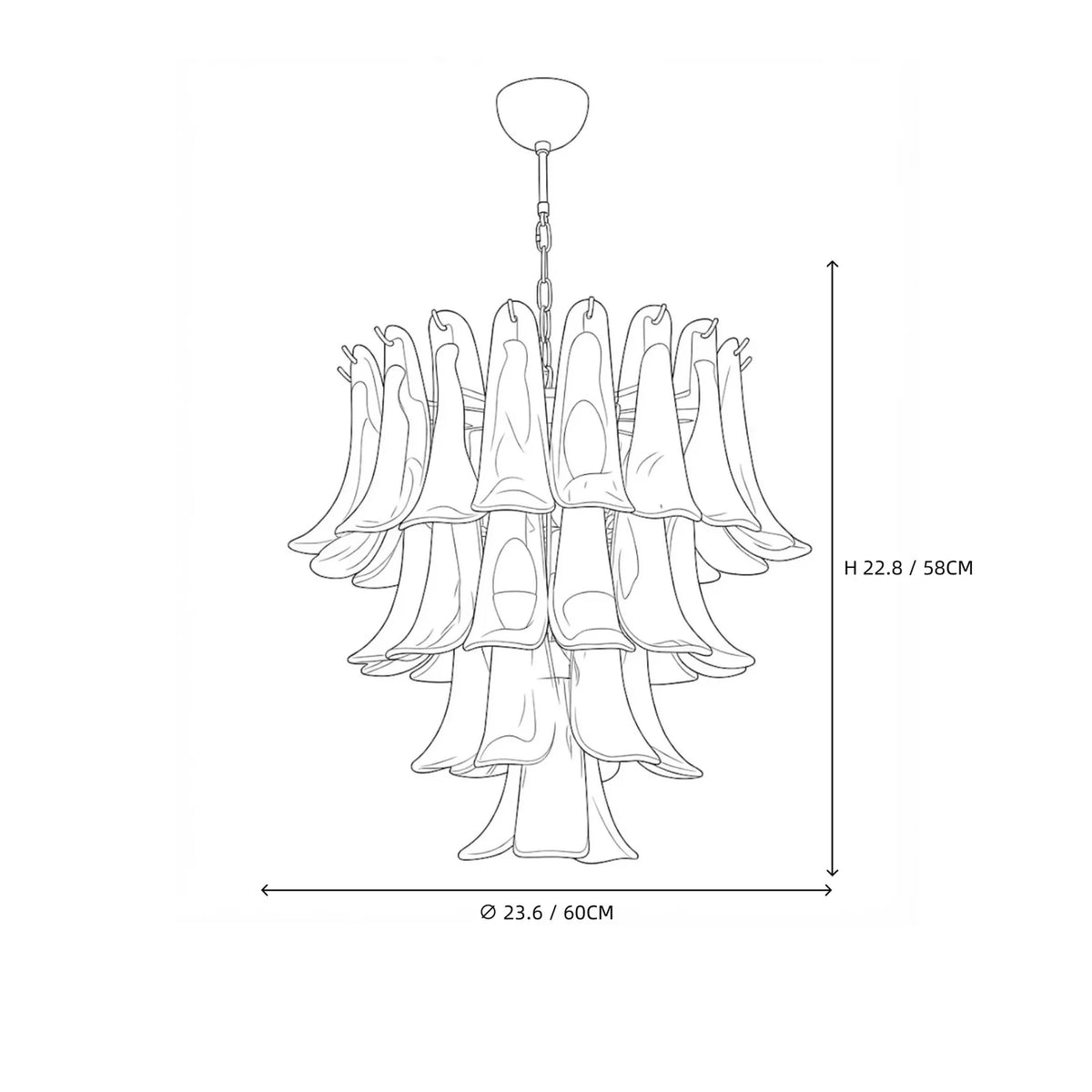 Sculptural Lily Blossom Chandelier in opal glass for Dining Room by AUVIELIGHT